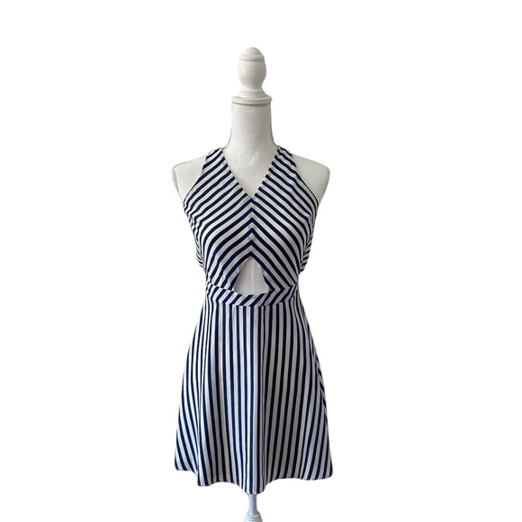 Gianni Bini Dresses & Skirts - Gianni Bini Cut Out Open Back Striped Navy Mini Dress XS